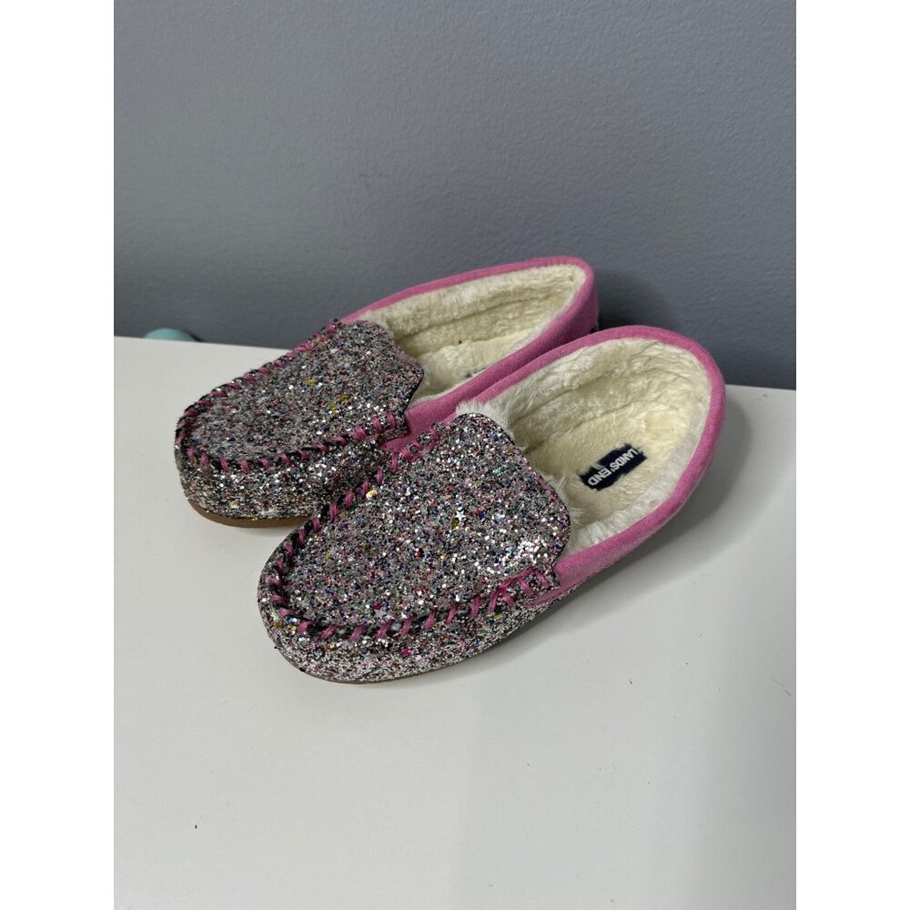 LANDS' END Glitter Loafer Slippers Size 4 big kid